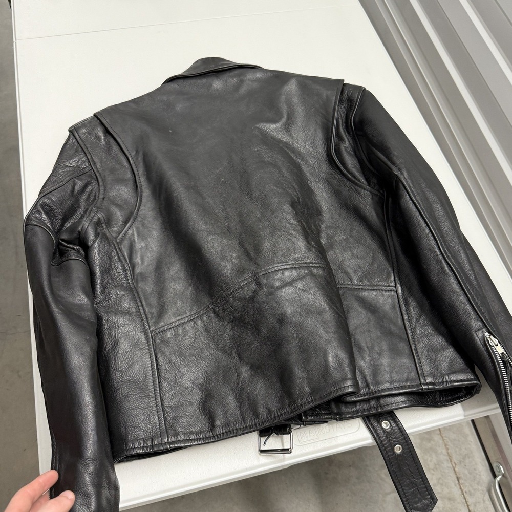 UNIK Leather Apparel Motorcycle Jacket Mens Size 46 Black Excellent Biker Moto - Picture 7 of 8